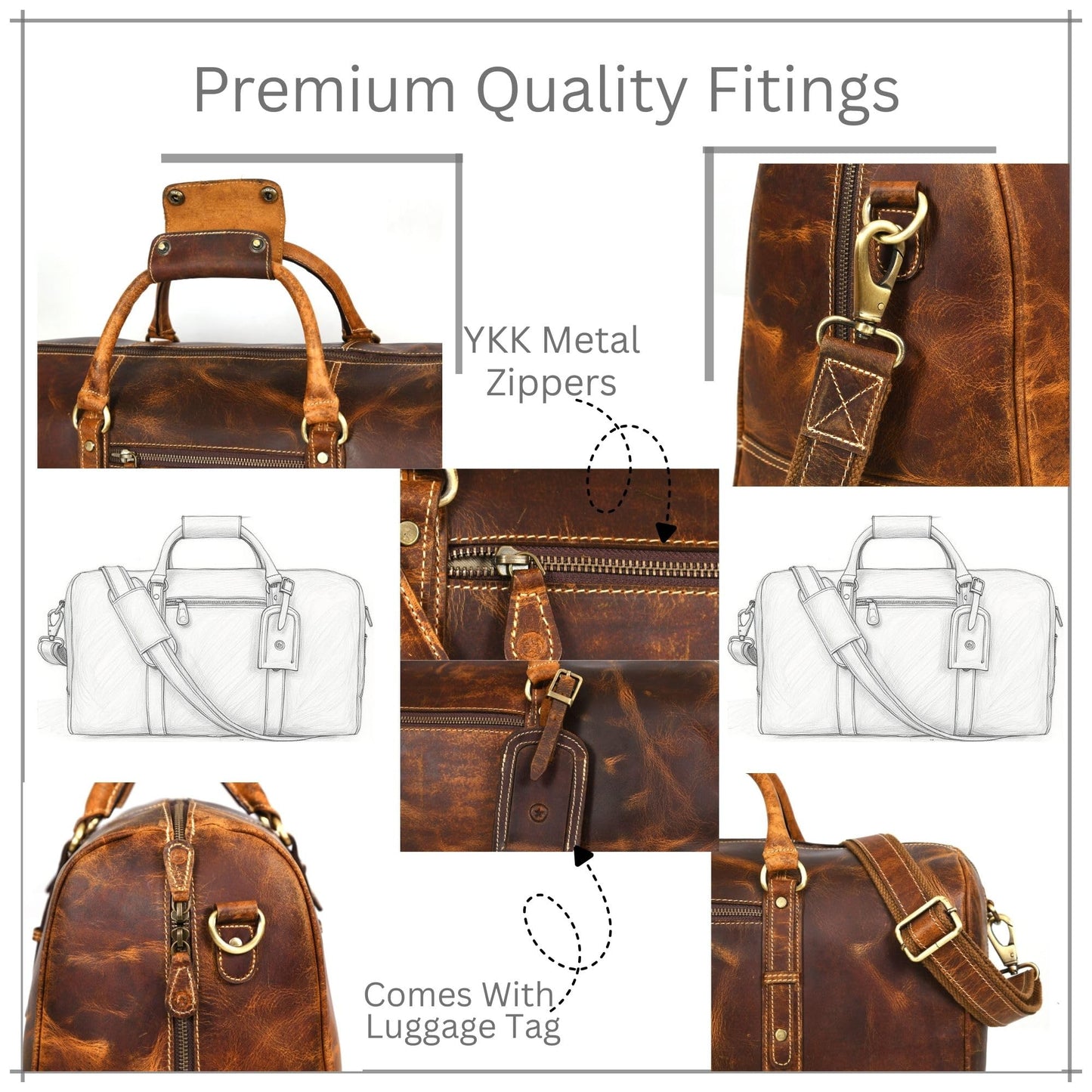 Aaron Leather Goods – Full Grain Leather Duffel Bags for Travel, Weekend, Overnight, and Sports Gym | Stylish Bags for Men and Women.