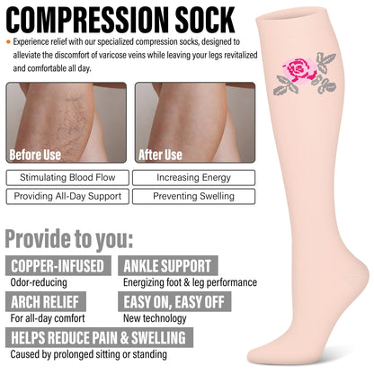WITHYOU 3 Pairs Compression Socks for Women & Men 15-20 mmHg,Best Support for Nurses Running Hiking