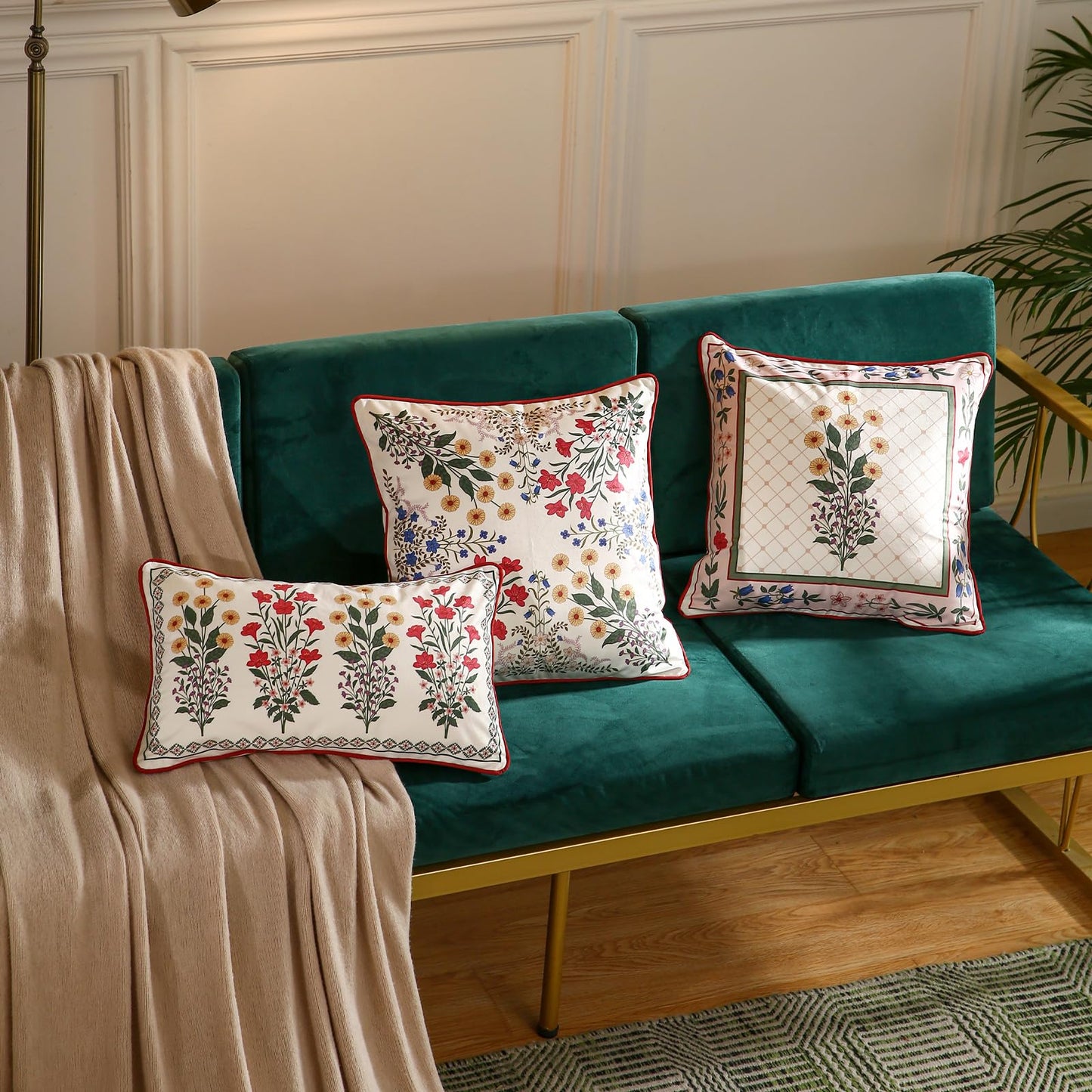 ISAENNE Designer Velvet Throw Pillow Cover,18"x18" Set of 2-Bertina B