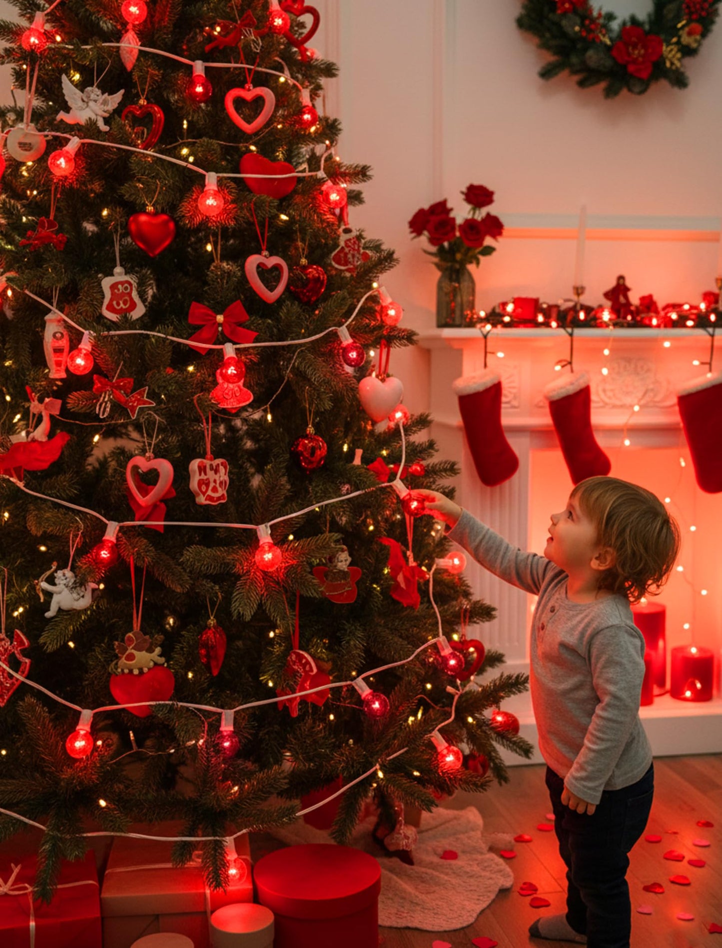 G40 Valentine’s Day Red Globe String Lights, 25Ft Outdoor Valentines Day Decorations Lights with 27 Incandescent Red Bulbs, Hanging Christmas Lights Waterproof for Patio Wedding Party Garden Balcony