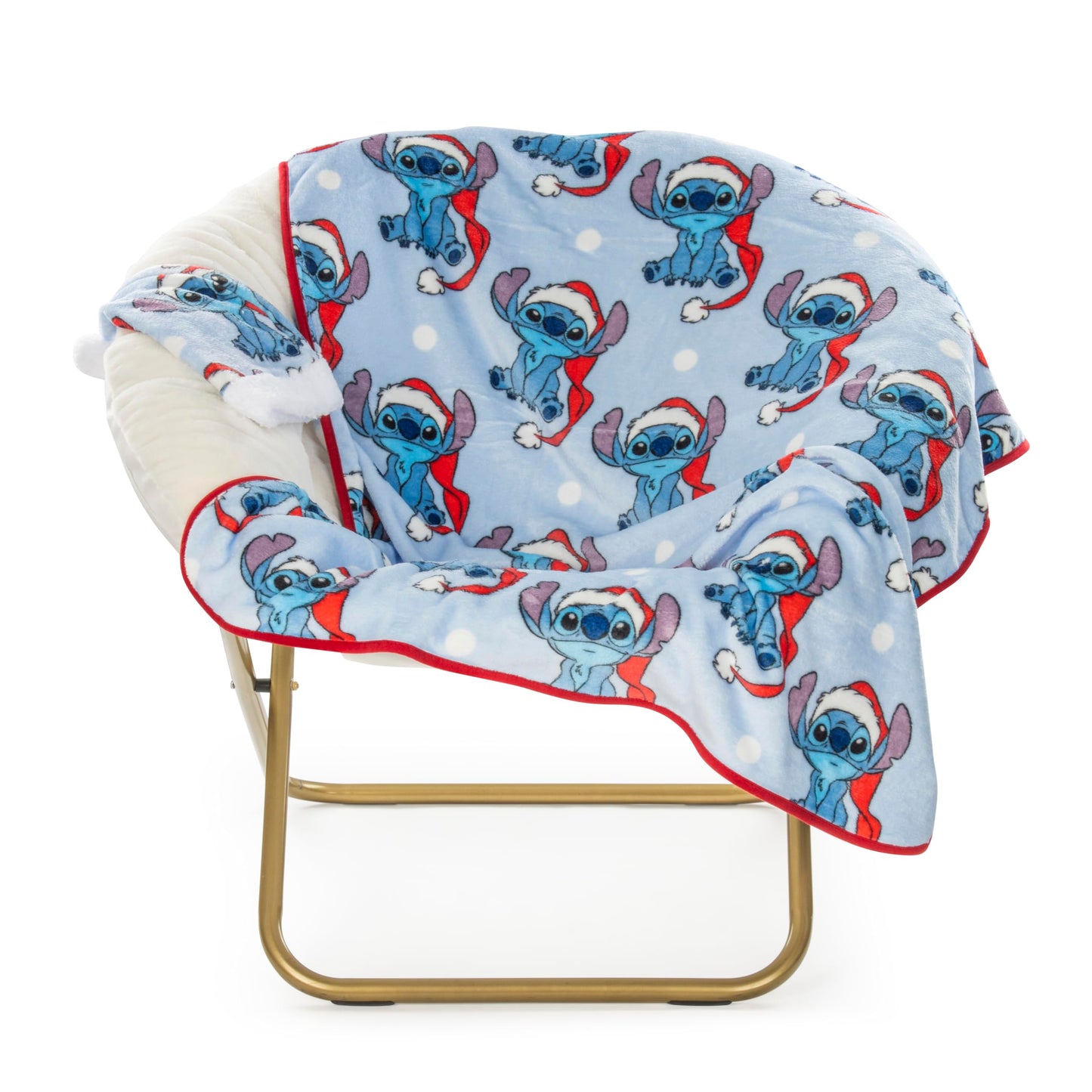 Jay Franco Santa Hat and Throw Set – 2-Piece 17" Inch Holiday Hat and 40" x 50" Inch Ultra-Soft Plush Fleece Blanket Gift Set, Official Licensed Product, Blue - Stitch