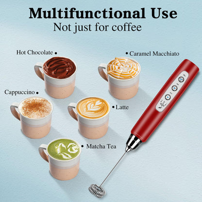 Milk Frother Handheld for Coffee, Electric Whisk 3 Speed Adjustable, Drink Mixer with Stainless 3 Whisks, Rechargeable Hand Frother Wand, Foam Maker for Latte Cappuccino Matcha Egg Silver