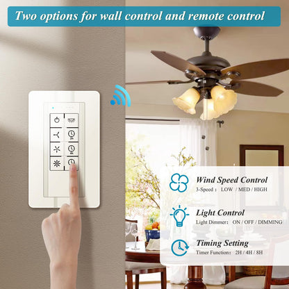 Smart WiFi Ceiling Fan Remote Control Kit, Universal 3 Speed Ceiling Fan Control with Dimmer, Compatible with Alexa, Google Assistant and Smart Life App, Remote Control Timing