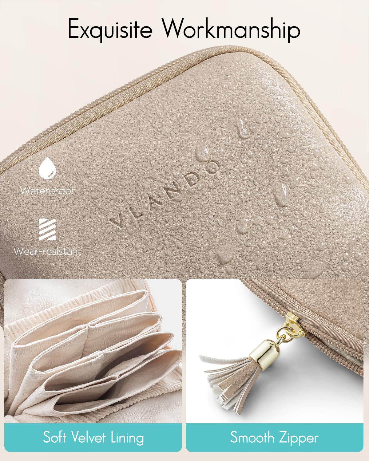 VLANDO Small Jewelry Travel Case,Gifts for Women,Jewelry Pouch Bags with Zipper,Velvet Jewelry Organizer Storage Bag for Bracelet Rings Earring-Toffee