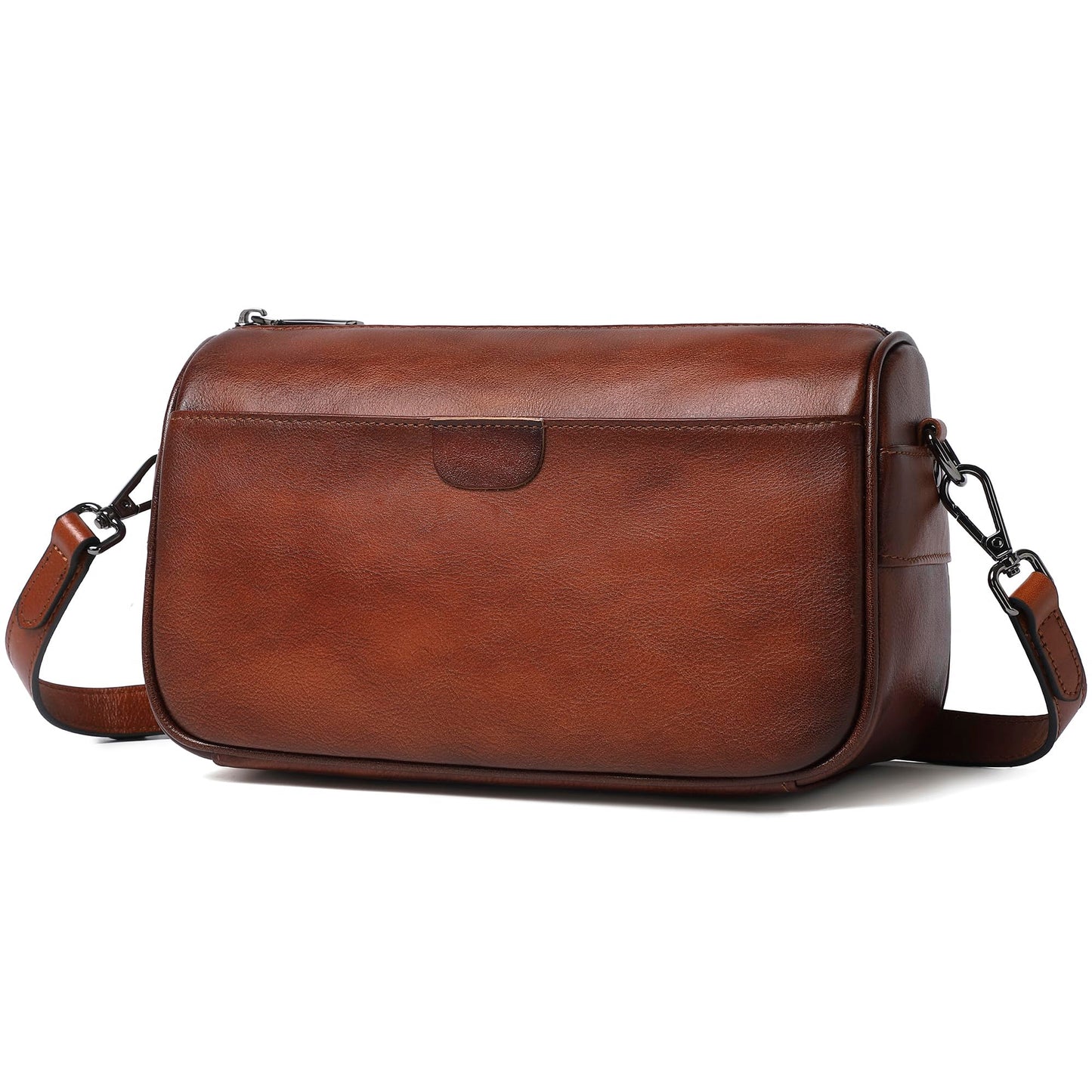 Genuine Leather Crossbody Purses Bag for Women,Travel Casual Handbag Bag, Small Shoulder Cross body Purse with Two Adjustable Straps(Brown)