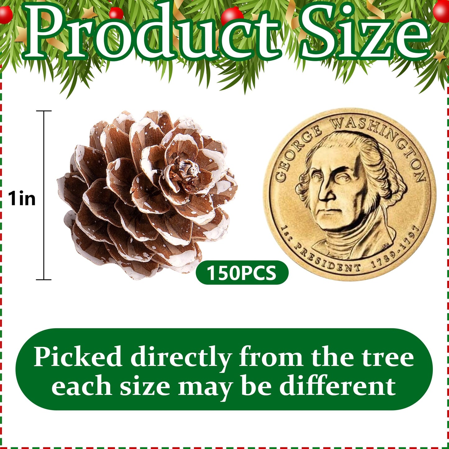 Deloky 150 Pcs Christmas Natural Mini Pine Cones- 1" Small Christmas Snow Pinecones Ornaments- Thanksgiving Mini Snow Pinecones for DIY Crafts Vase Fillers Fall Winter Home Christmas Tree Decor