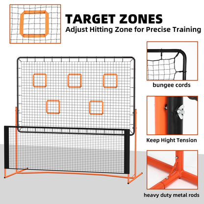 FAHKNS Pickleball Rebounder Training Equipment, Pickleball Rebound Net, for Single Player Practice Hitting, Doubles, Suitable for Garage, Backyard, Park, Indoor and Outdoor (Orange, 6 x 6 FT)