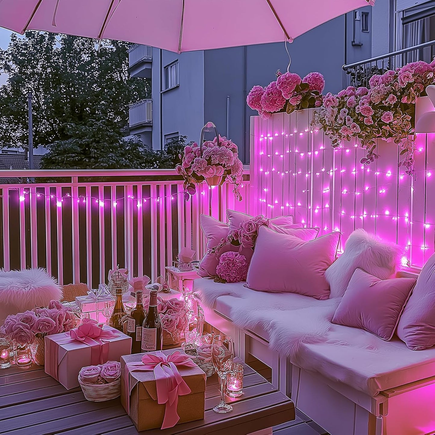 JMEXSUSS 66 Ft Connectable Pink Lights for Room Decor, 200 LED Pink String Fairy Christmas Lights Clear Wire Plug in for Bedroom Indoor Outdoor Girl's Room Home Anniversary Birthday