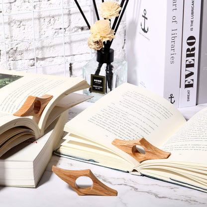 3 Pieces Assorted Size Wooden Book Page Holder, Wooden Thumb Bookmark Novel Reading Ring Accessories Presents for Readers Book Lovers Bookworm Literary Presents (Khaki)