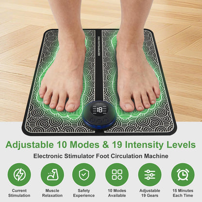 CWTUL EMS Foot Massage for Muscle Relaxation, Transcutaneous Electronic Nerve Stimulator, Adjustable Intensity, 10 Modes 19 Gears