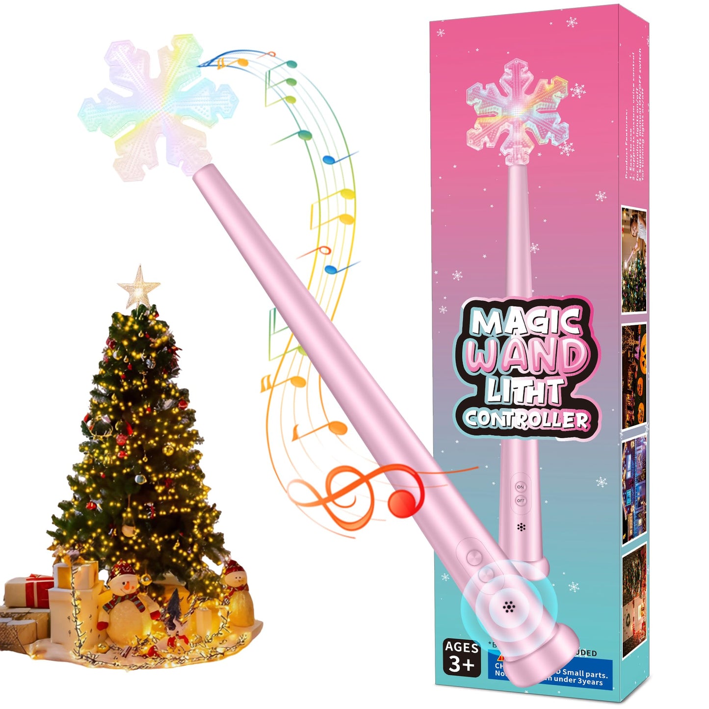Christmas Tree Light Wand Remote - Voice Control Magic Wand Light Controller with Wireless Outlet Plug - Magical Christma Tree Lights Switch Wands for Kids, Xmas Gifts Outdoor Lighting Decoration