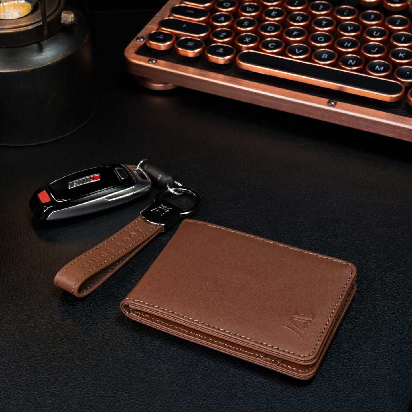 Kings Loot Wallet for Men | Minimalist Slim RFID Blocking Leather Design with Cash Pocket & Card Pull Strap | Holds 1-12 Cards | Stylish & Durable Wallets (Bourbon)