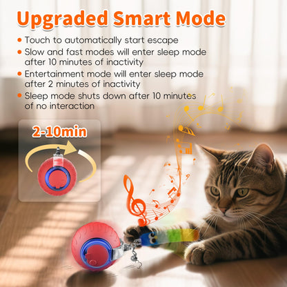 UPSKY Interactive Cat Toy Ball for Indoor Cats, Automatic Moving Electric Rolling Cat Ball Toy, 3-Speed Modes Smart Kitten Toys with Sounds, USB Rechargeable Cat Toy for Indoor Bored Cats