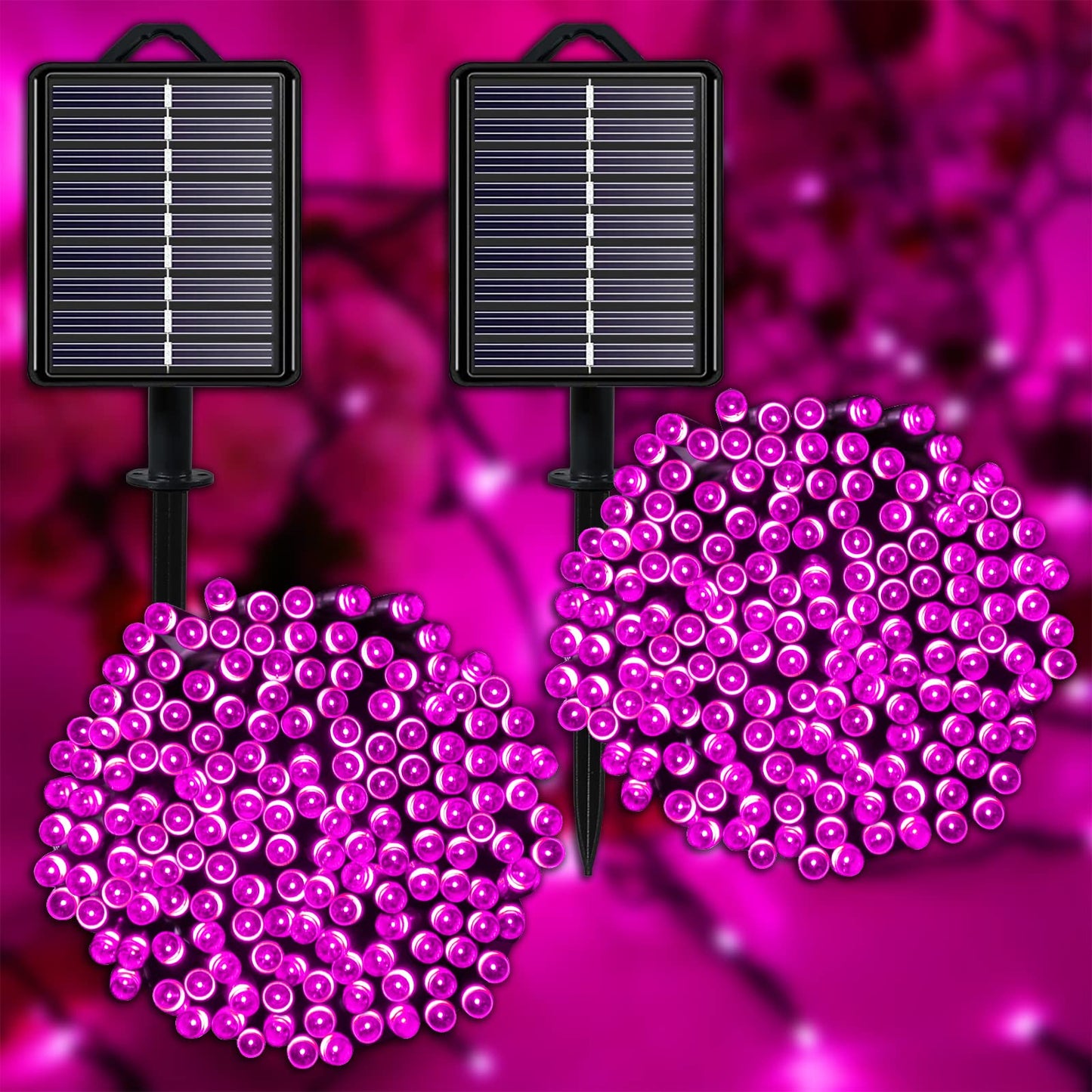 YAOZHOU Valentines Day Solar Christmas String Lights Outdoor Pink 2 Pack 144ft 400LED Fairy Lights with 8 Modes, IP44 Waterproof Lights for Tree Garden Patio Wedding Party Yard Decor