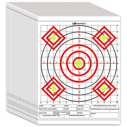 Highwild Paper Targets - Bullseye Target Sheet Paper - Practice for Firearms and Rifles Gun Shooting Outdoors - 13" X 17", 24 Pack