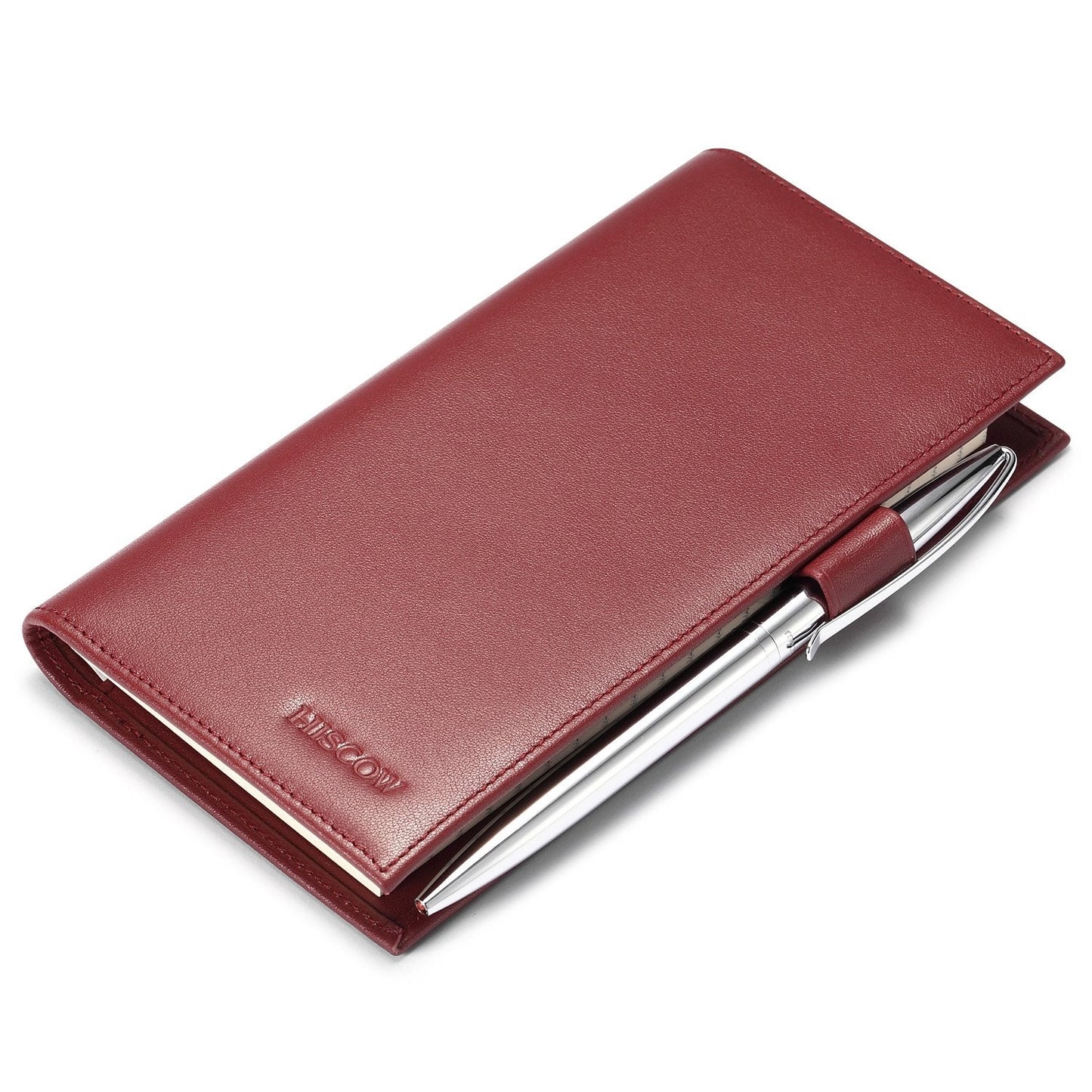 HISCOW Supple Leather Checkbook Cover with Free Divider - Italian Calfskin (Wine Red)