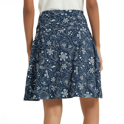 NOOYME 20" Skorts for Women Athletic Modest with Pockets Knee Length Tennis Golf Skirts (3XL,Navy Paisley)
