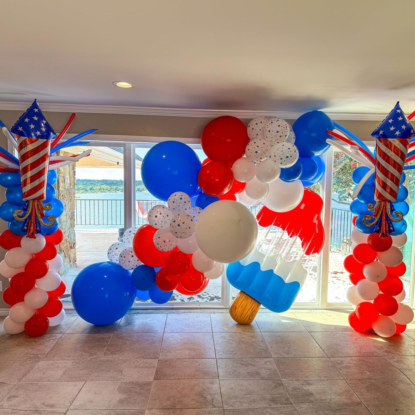 Red White Blue Balloon Arch Kit, 4th of July Independence Royal Blue Red White Latex Helium Balloon Garland for Patriotic Baseball Nautical Birthday Baby Shower Graduation Party Decorations