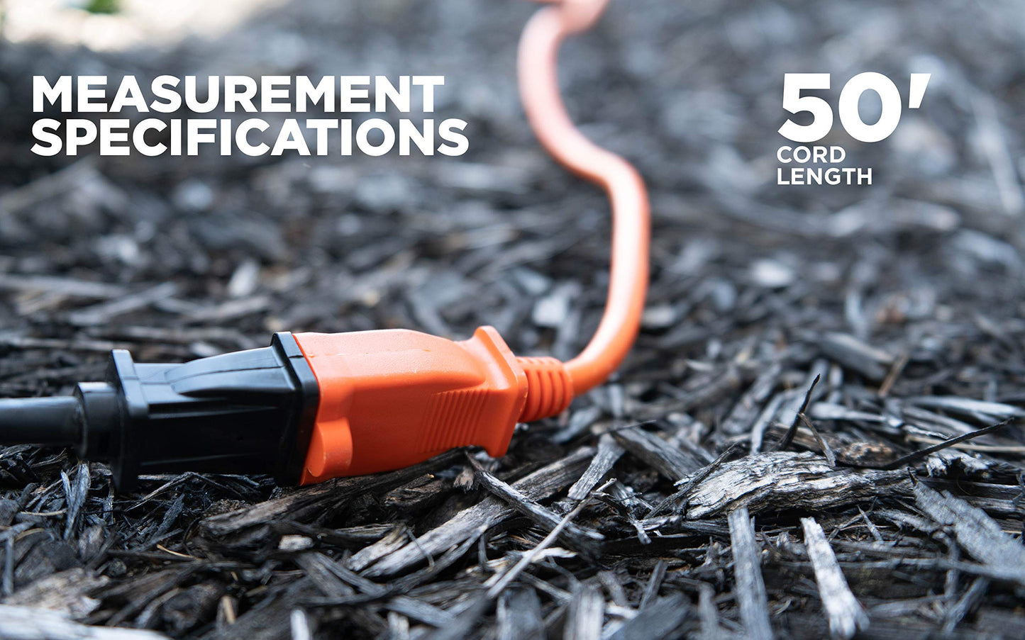 Southwire Woods 50ft Outdoor Extension Cord – Bright Orange, 16/2 Two-Prong – Durable SJTW Jacket for Landscaping & Light-Duty Power – Molded Plug