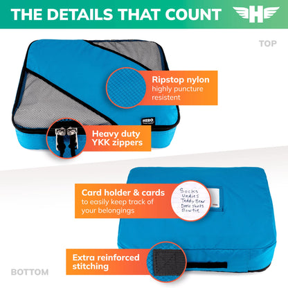 HERO Packing Cubes for Travel (Set of 5) Luggage Organizer with 2 Laundry Bags, Versatile Suitcase Organizer for Men & Women – Travel Accessories for Carry On, Airplane, Road Trip