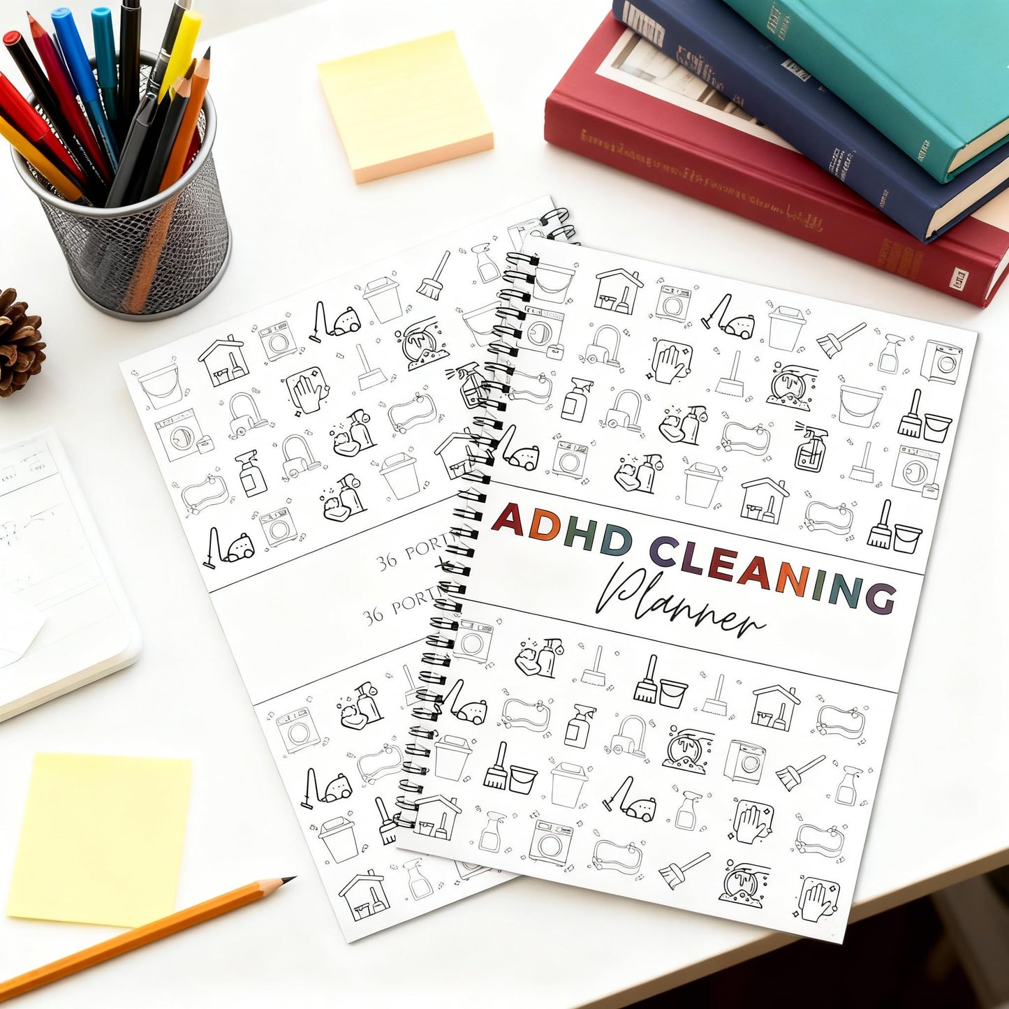 2 Pack Cleaning Planner, Cleaning Schedule and Checklist Organizer, Daily Weekly Monthly Household Cleaning Planner, Chore Chart Notebook for Home, Family Cleaning Tasks, DIY Home Improvement, Editable Template