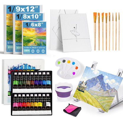 Whalsure Acrylic Paint Set for Kids & Adults, Art Painting Supplies Kit with 18 Acrylic Paints, Paint Brushes, Canvas, Easel