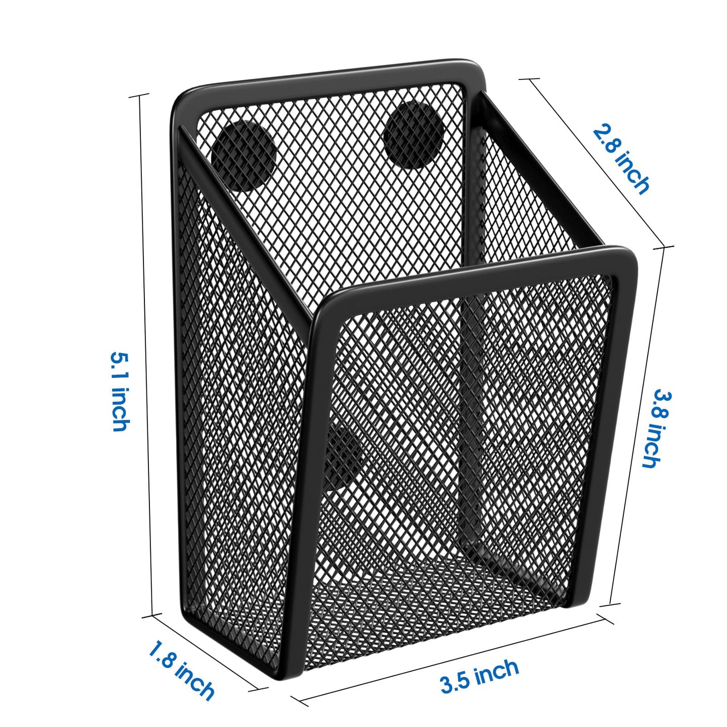 MaxGear Magnetic Pen Holder, 2 Pack Mesh Pencil Holder for Desk Storage Basket Organizer Marker Holder - Extra Strong Magnets Perfect for Locker Accessories, Refrigerator, Whiteboard, School Office