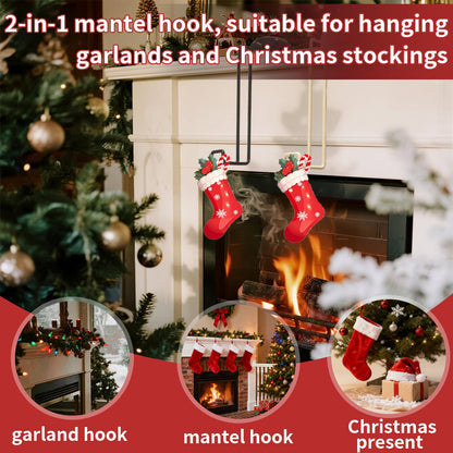 Stuzos 2 Pack Christmas Fireplace Stocking and Garland Hanger,Mantle Garland Holder for Hanging Christmas Stockings (Black Walnut*1PCS+Wood Tone*1PCS, M)