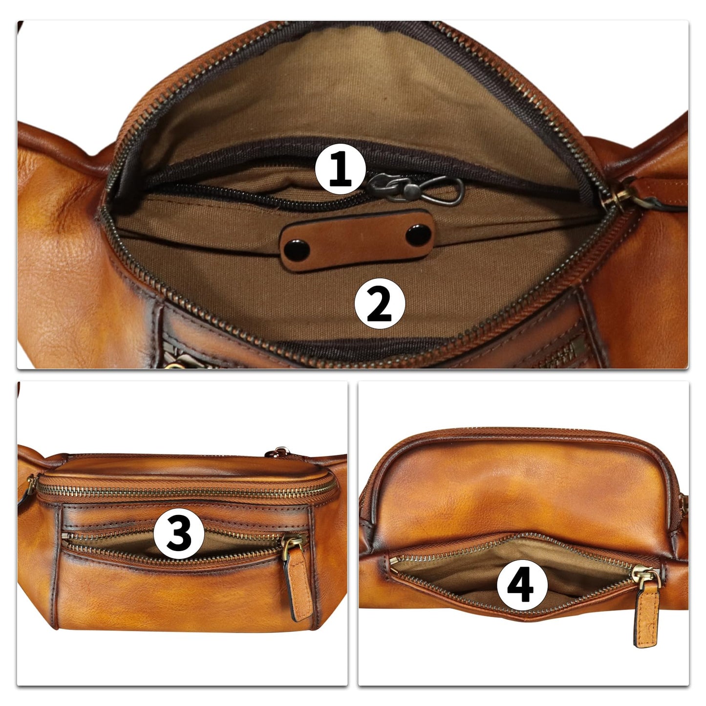 Genuine Leather Fanny Pack for Women and Men Vintage Real Leather Waist Bag Hip Bum Crossbody Sling Bags (Brown)