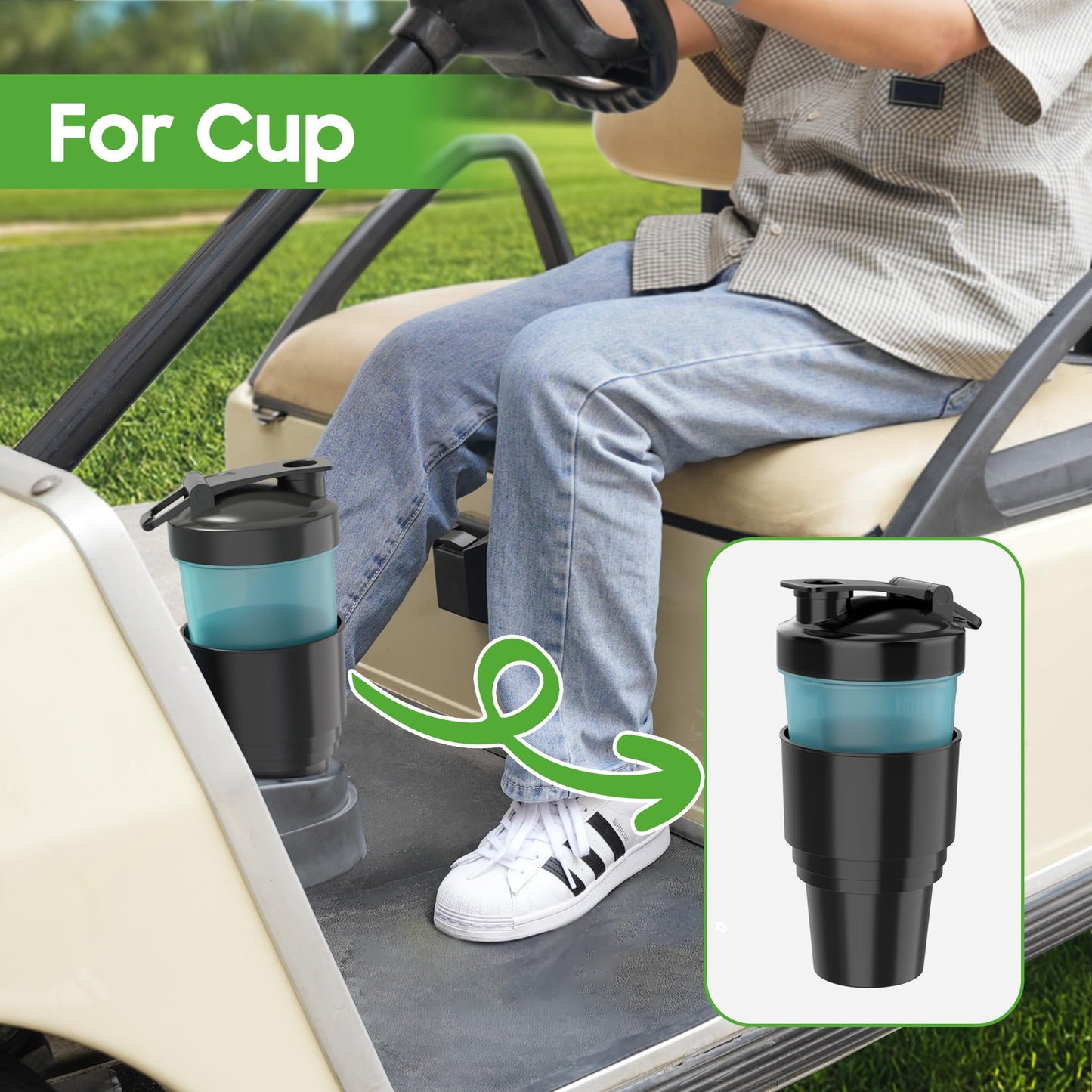 10L0L Universal Golf Cart Heater Propane Cup Holder for Yamaha EZGO Club Car, Material Upgrade Replacement Holder for 16.4 oz Portable Propane Heater Camping Gas Cylinder Black (1 Pack)