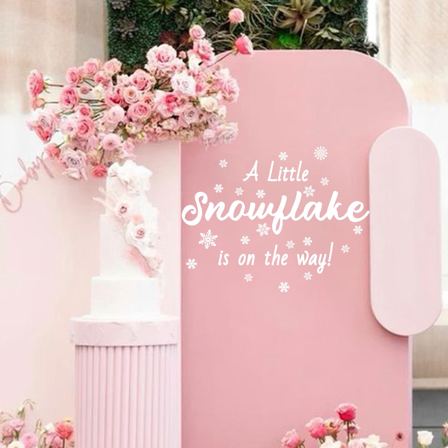 ZAIBIANHAO A Little Snowflake is On the Way Decal - Winter Wonderland Baby Shower White Frosty Backdrop,Gender Reveal Decorations,Christmas Sign Birthday Party Supplies
