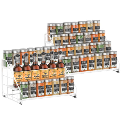 Spice Rack Organizer for Cabinet, 4 Tiered Spice Rack Organizer, Tiered Adjustable Spice Shelf for Kitchen Countertop Pantry Organization (Bright Black)