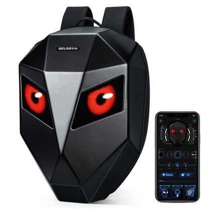 Gelrova Knight LED Motorcycle Backpack, Hard Case Riding Backpack DIY Motorbike Luggage Laptop Bag Waterproof, Large Size 19inch