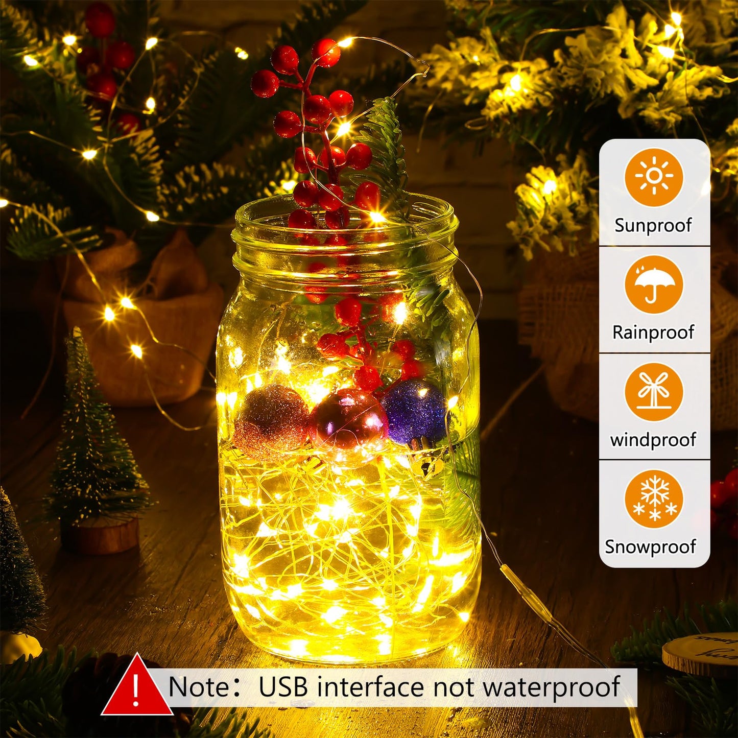 Macarrie 6 Pcs Warm White Fairy Lights USB Powered 16 ft 50 LED String Lights Plug in for Indoor Outdoor Bedroom DIY Party Wedding Home Festival Tree Garden Xmas Decoration
