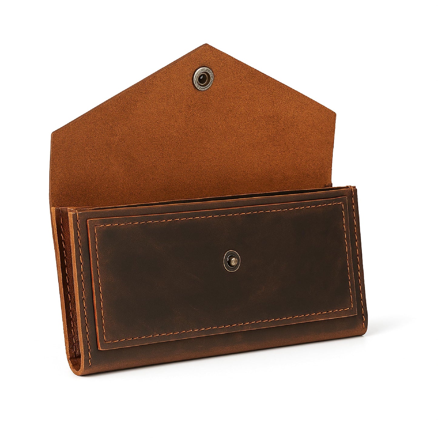 TheAntiq Brown Leather Cash Envelopes for Money - Small Money Pouch With Mobile Holder, Handmade Leather Wallets Currency Holder - Money Organizer for Cash Money Bag for Travel Wallets for Women