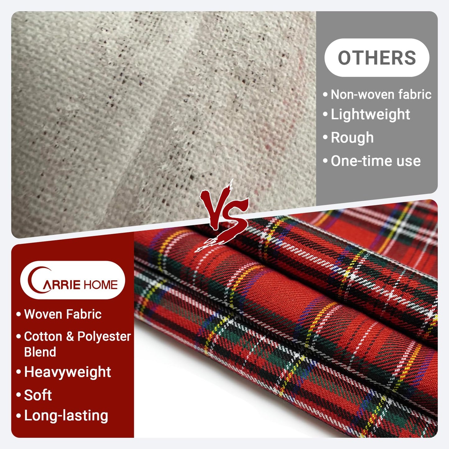 CARRIE HOME Christmas Scottish Tartan Plaid Pillow Covers 18x18 Red and Green Plaid Outdoor Pillows Set of 2 Christmas Decor for Living Room
