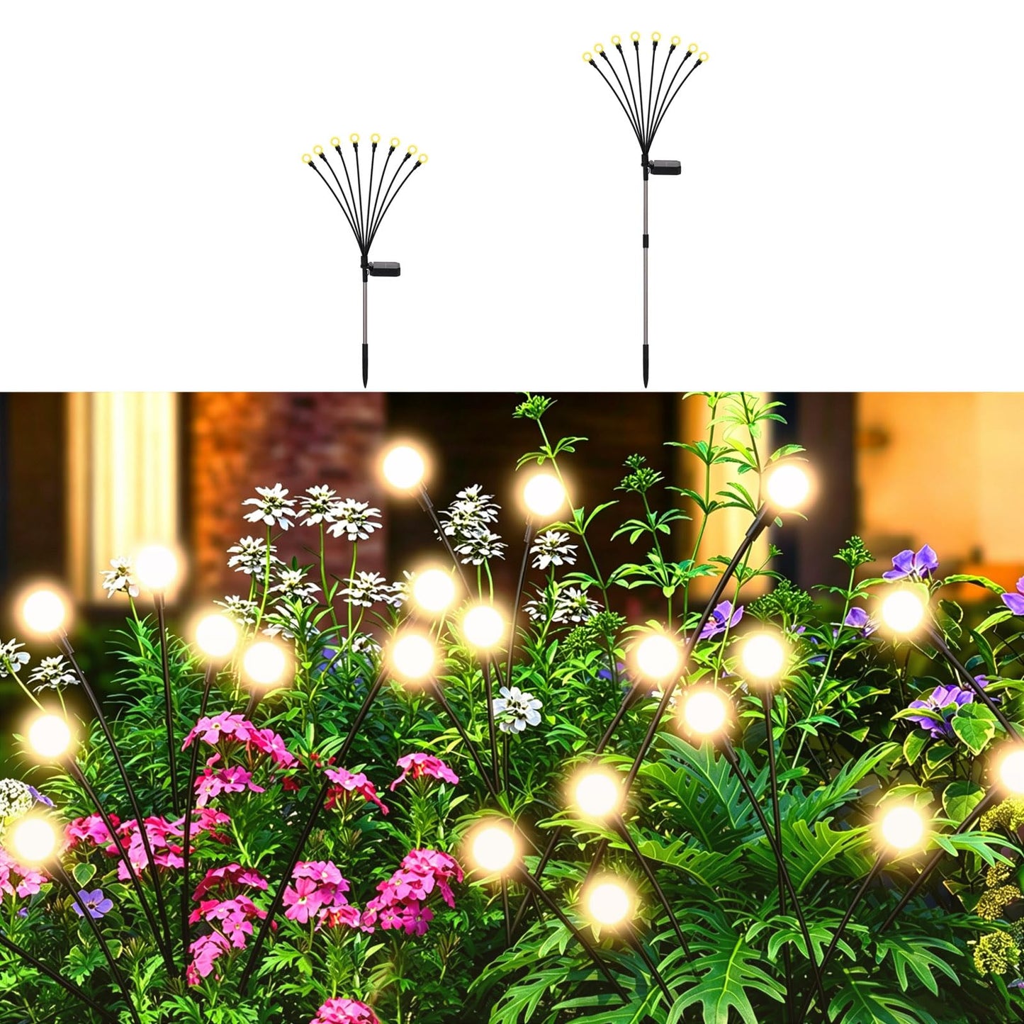 Petriveil Solar Firefly Lights Warm White, 8 Modes 800mAh Swaying Firefly Yard Lights Solar Powered Outdoor Waterproof for Outside Yard Patio Lawn Pathway Walkway Stake Christmas Garden Decor (2 Pack)
