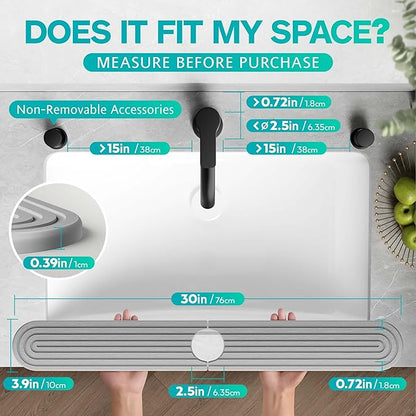 Stone Faucet Mat for Kitchen Sink – Diatomite Fast-Drying Stone Tray, Faucet