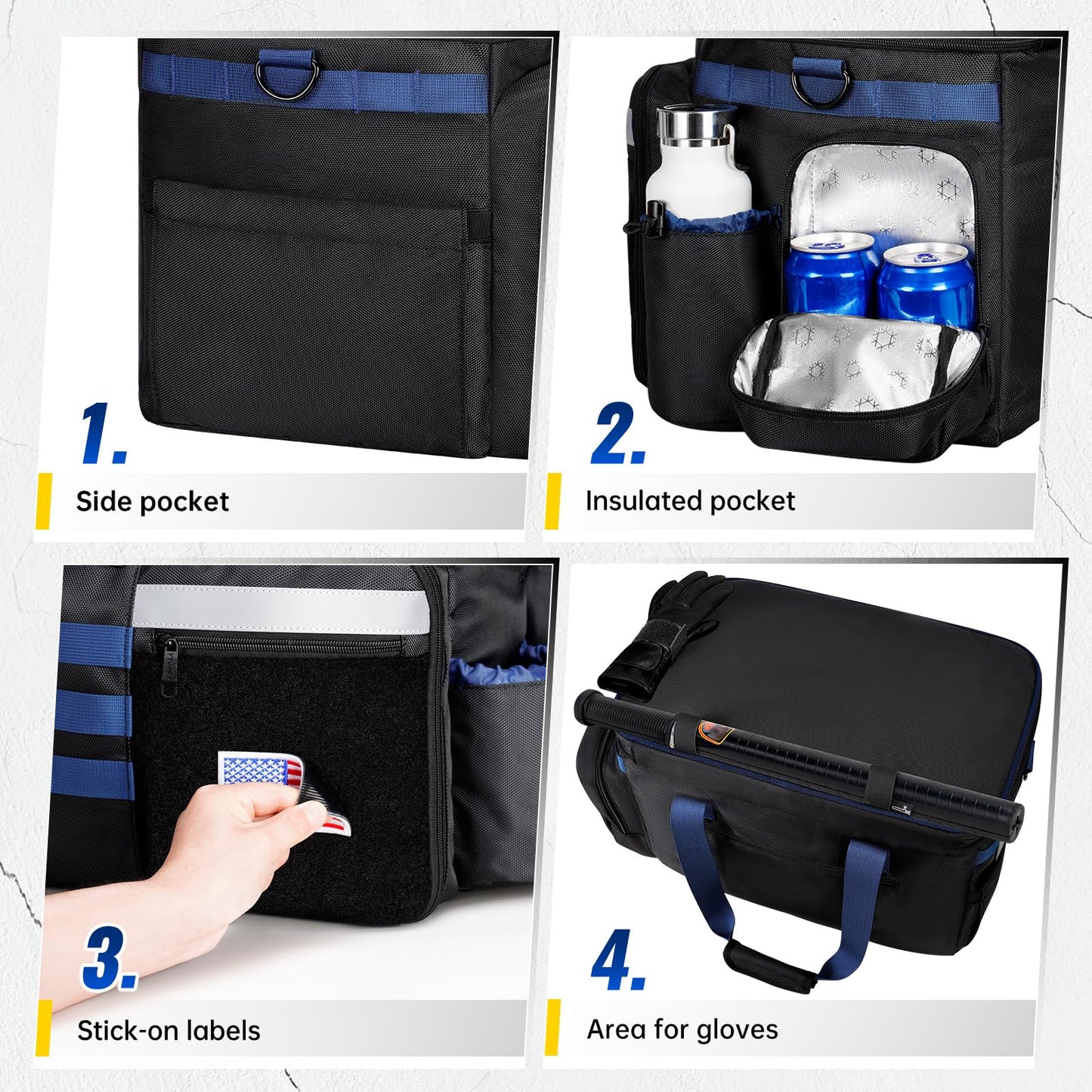 Patrol Bag Law Enforcement, Extra Large Police Gear Bag for Car Front Seat Organizer with a MOLLE Pouch & 15.6In Laptop Layer, Multiple Compartments Police Duty Bags Fit Vehicle Passenger Seat, Black
