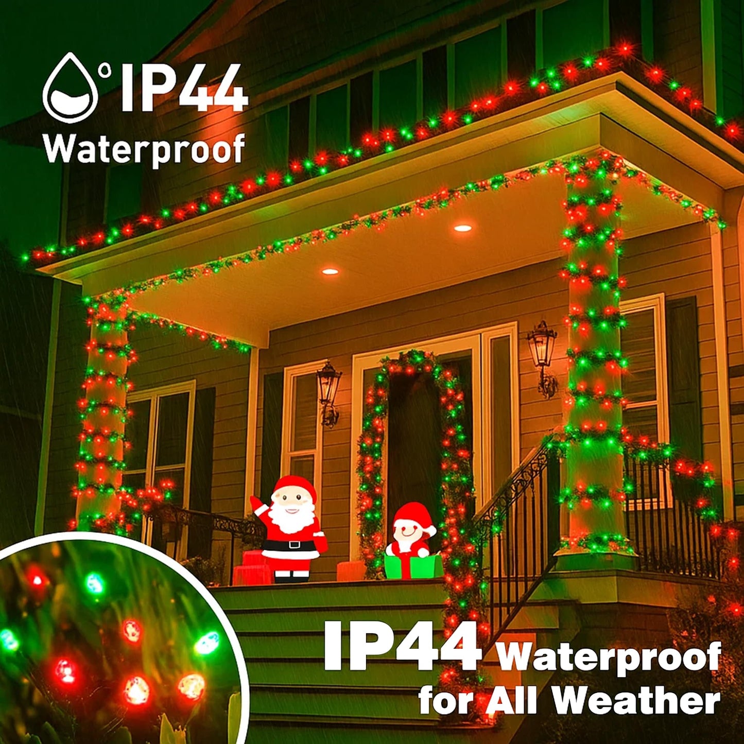 Domolli Christmas Lights 500LED 164FT, Waterproof Christmas Tree Lights with 8 Modes, Remote Control 3 Timers & Memory Function Xmas Decorations for House and Holiday (Red and Green)