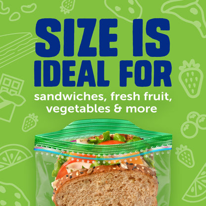 Ziploc 175 Count Sandwich and Snack Bags with EasyGuide Texture, Plastic Storage Bags with Grip 'n Seal Technology