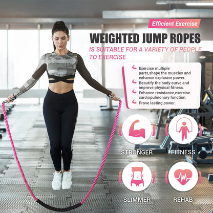 Weighted Jump Rope for Women, Heavy Skipping Rope for Exercise with Training Poster, 9.2FT Weight Fitness Jump Rope for Improve Strength, Building Muscle & Total Body Workout Equipment