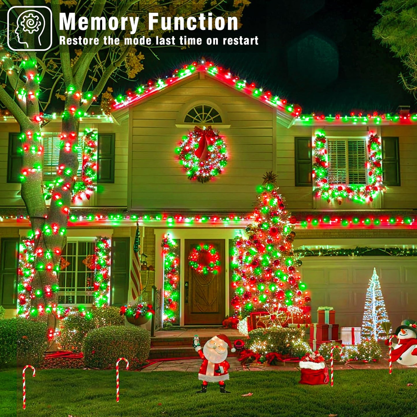 66FT 200 LED Outdoor String Lights, Plug in Connectable Christmas Lights Indoor Clear Wire, Waterproof 8 Modes String Lights for Outside Xmas Tree Patio Garden Roon Party Decorations, Red and Green