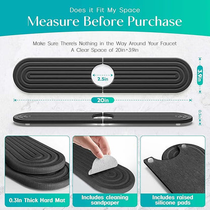 Stone Faucet Mat for Kitchen Sink – Diatomite Fast-Drying Stone Tray, Faucet