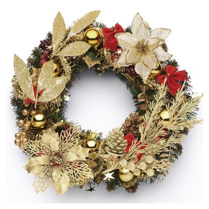 Winlyn 35 Pcs Christmas Artificial Poinsettia Flower Stems and Artificial Leaf Picks Champagne Glitter Christmas Floral Stems for Champagne Christmas Tree Decor DIY Wreath Holiday Floral Arrangement