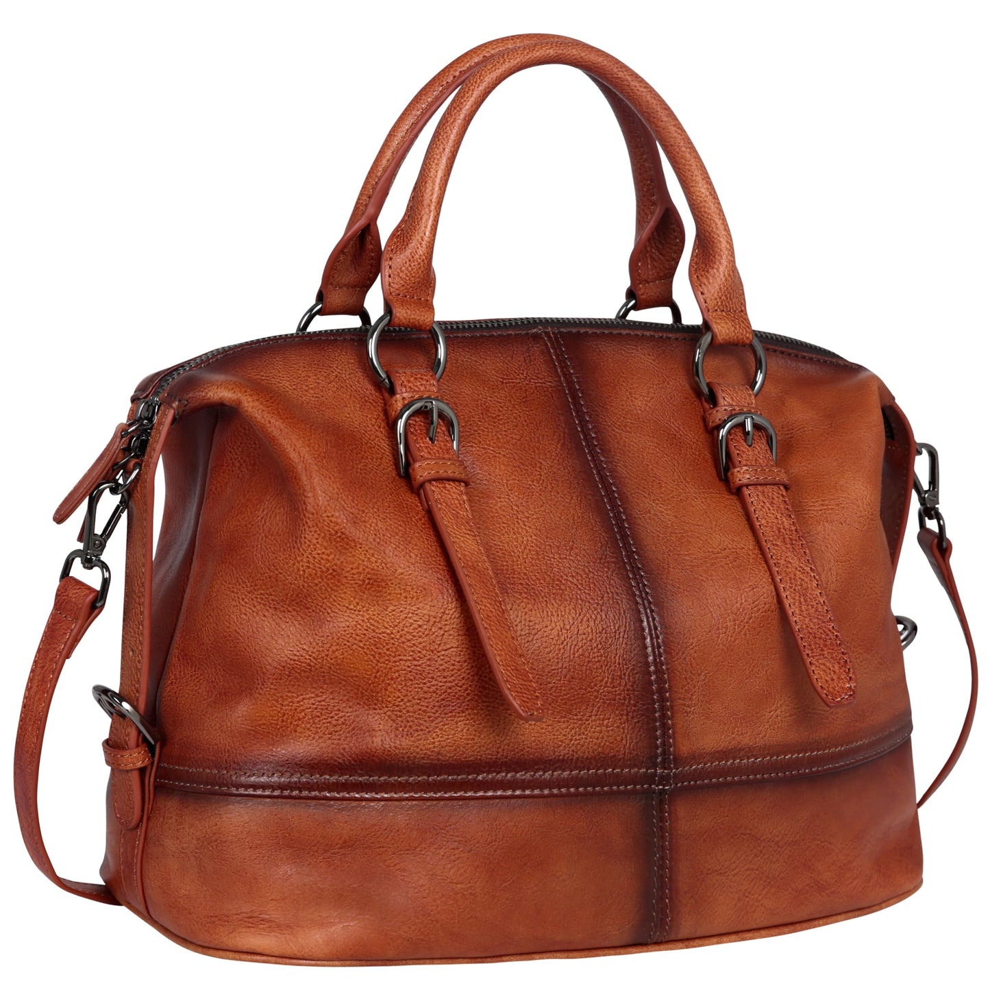HESHE Brown Leather Purses and Handbags Tote Bags Top Handle Handbags Shoulder Purse for Women Ladies Satchel Bags (Brown)