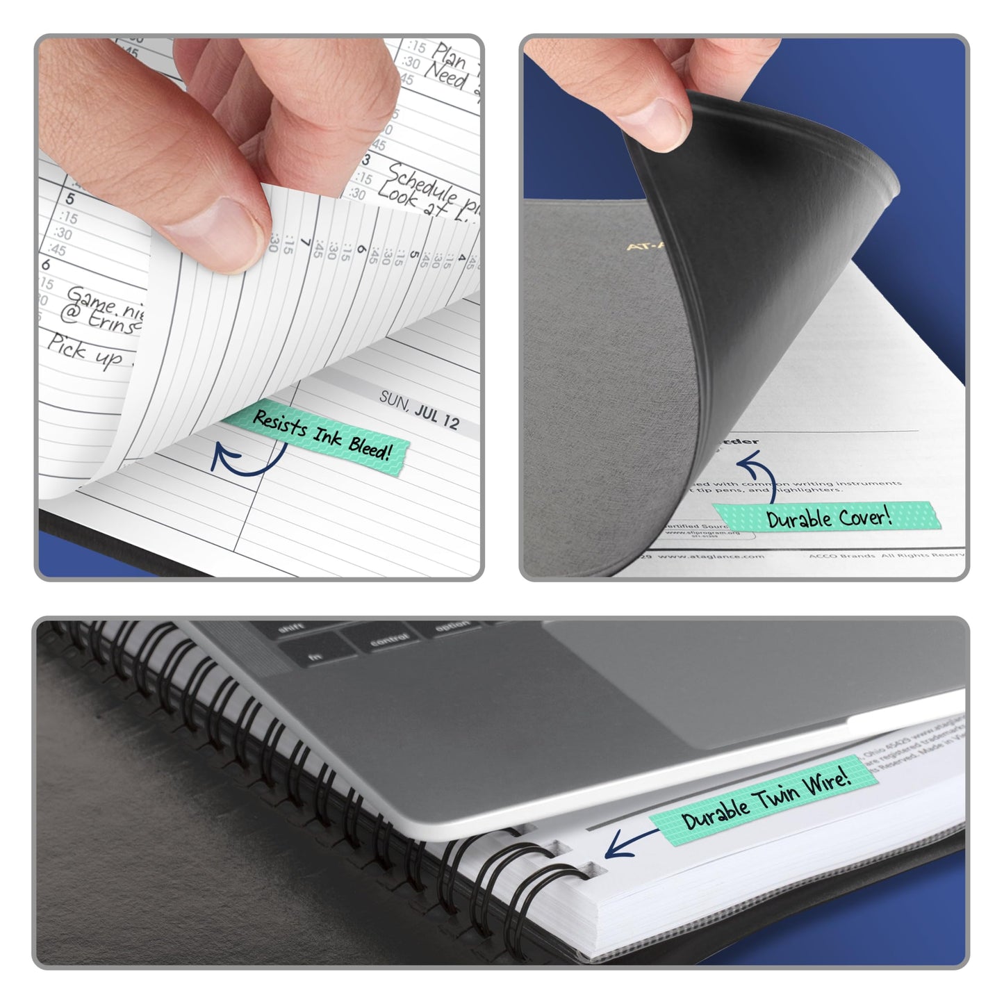 AT-A-GLANCE Planner 2026-2027 Weekly Academic 14-Month July-August, Quarter-Hourly Appointment Book, 7" x 8-3/4", Black (7095805)