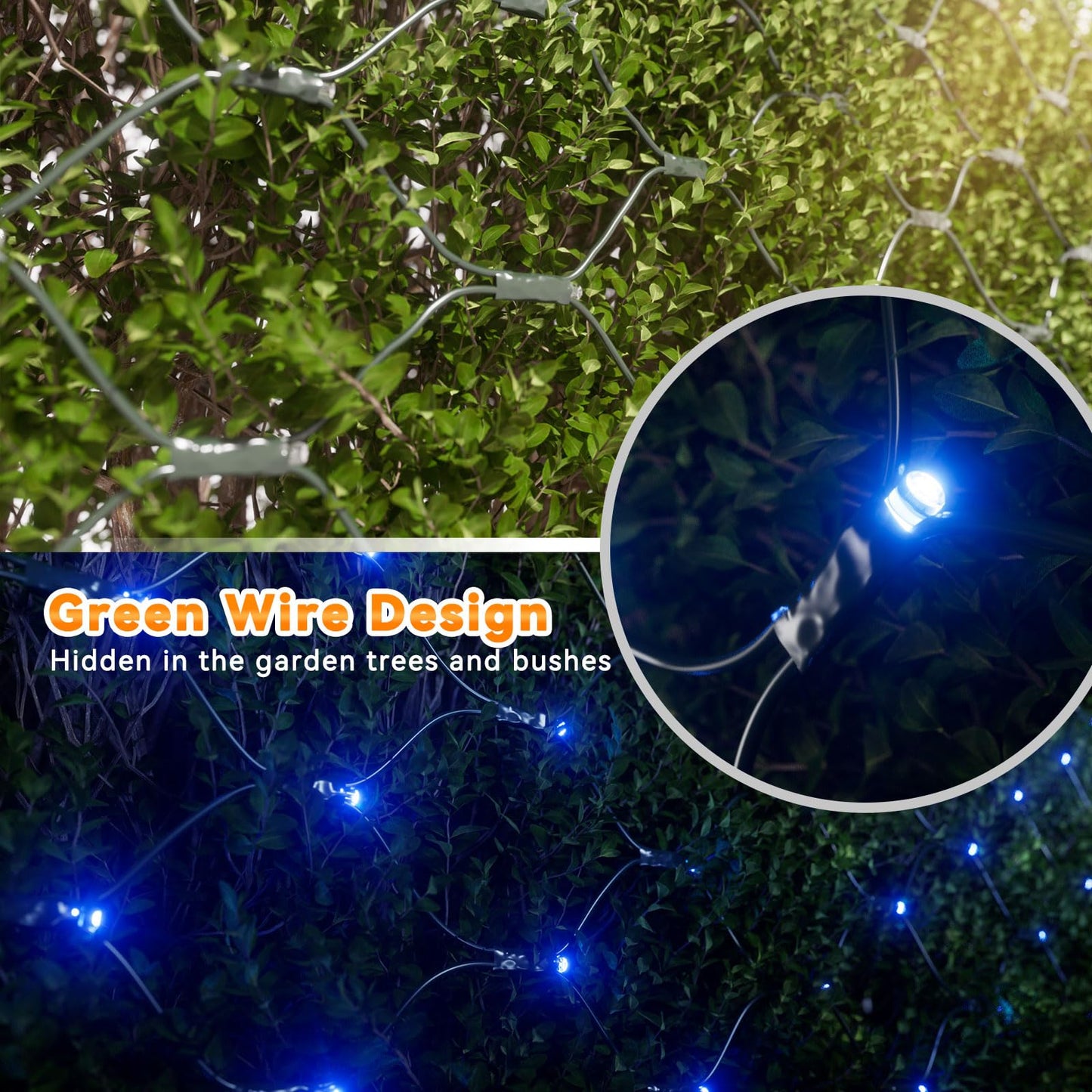 LitHome 21FT x 5FT Christmas Net Lights Outdoor Mesh Lights, 360 LED Christmas Blue Net Light for Bushes Connectable, 8 Modes Giant Mesh Light Waterproof Green Wire for 4th of July Tree Garden Decor
