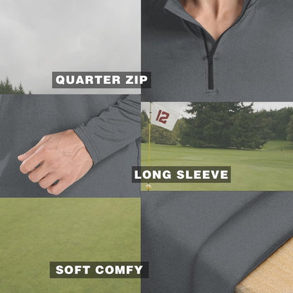 Men's Quarter Zip Pullover Golf Shirt - UPF 50+ Moisture-Wicking & Breathable Sun Protection
