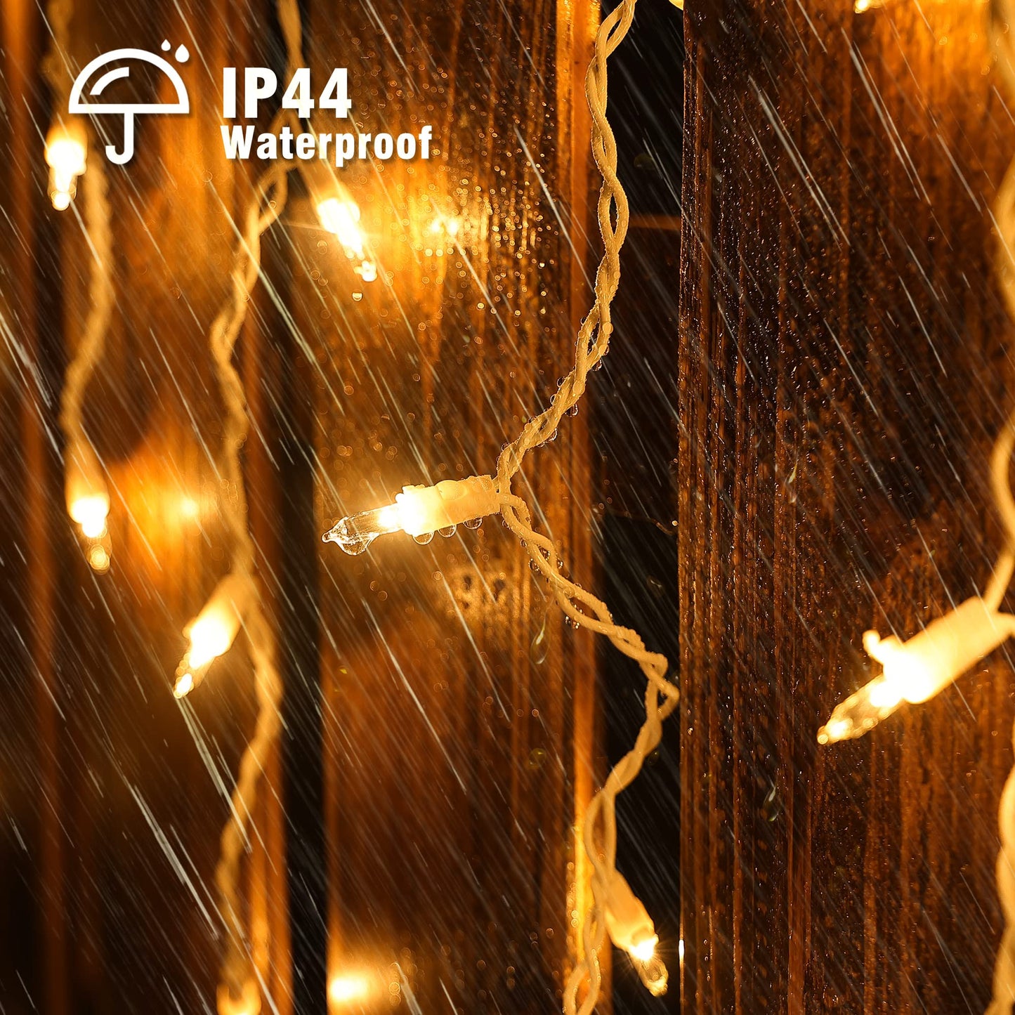 YOUNGAR Icicle Lights Outdoor, 23FT 200 Connectable Icicle Christmas Lights,Warm White Plug in Curtain String Lights for Indoor Wedding Party Holiday Xmas Yard Patio Window Decoration